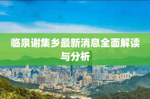臨泉謝集鄉(xiāng)最新消息全面解讀與分析