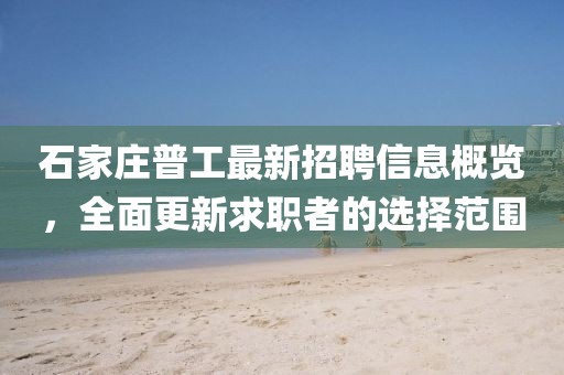 石家莊普工最新招聘信息概覽，全面更新求職者的選擇范圍