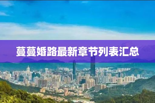 蔓蔓婚路最新章節(jié)列表匯總