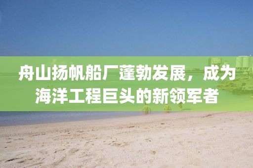 舟山揚帆船廠蓬勃發(fā)展，成為海洋工程巨頭的新領(lǐng)軍者