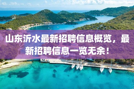 山東沂水最新招聘信息概覽，最新招聘信息一覽無余！