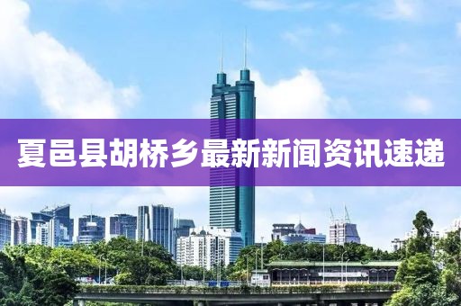 夏邑縣胡橋鄉(xiāng)最新新聞資訊速遞