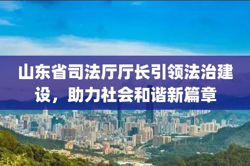 山東省司法廳廳長(zhǎng)引領(lǐng)法治建設(shè)，助力社會(huì)和諧新篇章