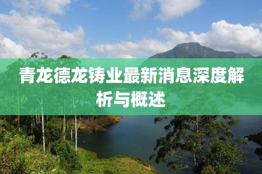 青龍德龍鑄業(yè)最新消息深度解析與概述