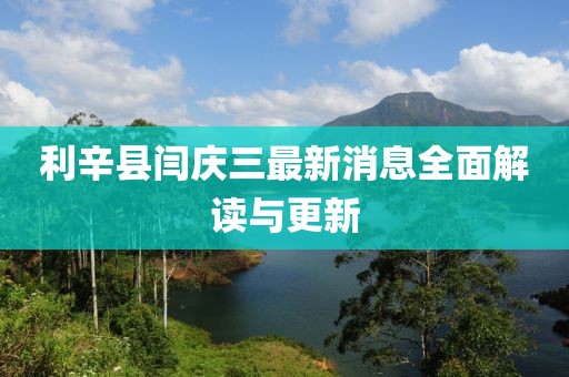 利辛縣閆慶三最新消息全面解讀與更新