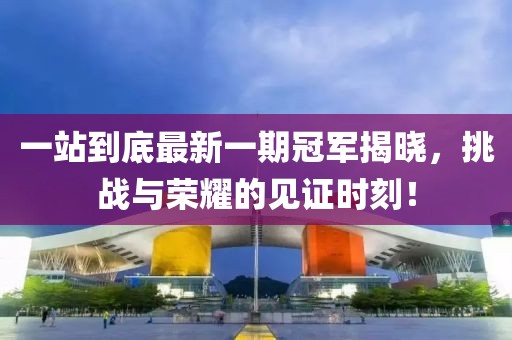一站到底最新一期冠軍揭曉，挑戰(zhàn)與榮耀的見證時刻！