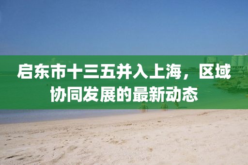 啟東市十三五并入上海，區(qū)域協(xié)同發(fā)展的最新動態(tài)