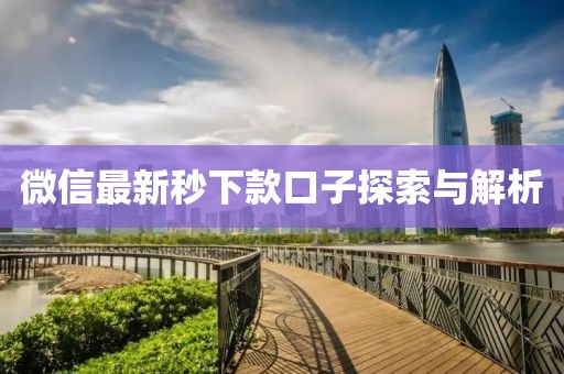 微信最新秒下款口子探索與解析
