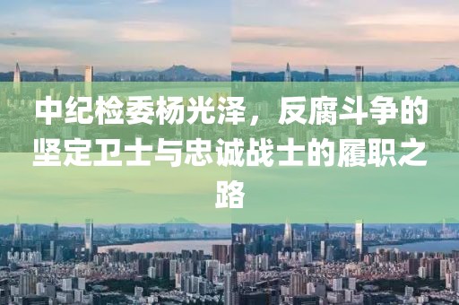 中紀(jì)檢委楊光澤，反腐斗爭的堅定衛(wèi)士與忠誠戰(zhàn)士的履職之路