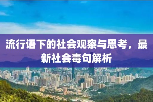 流行語(yǔ)下的社會(huì)觀察與思考，最新社會(huì)毒句解析