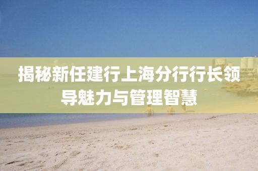 揭秘新任建行上海分行行長領(lǐng)導(dǎo)魅力與管理智慧