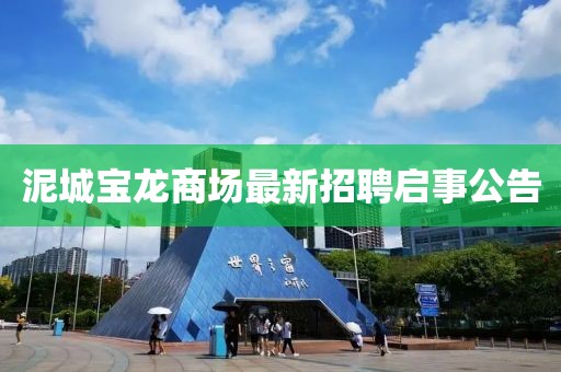 泥城寶龍商場最新招聘啟事公告