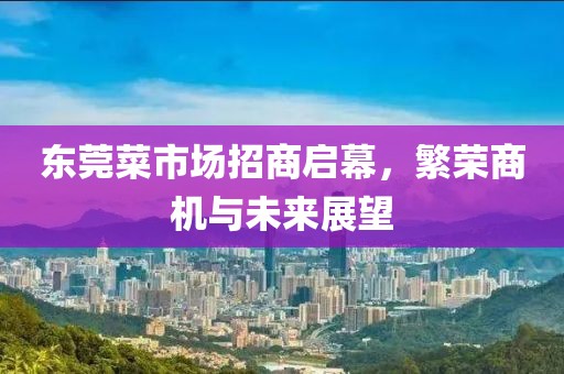 東莞菜市場招商啟幕，繁榮商機與未來展望