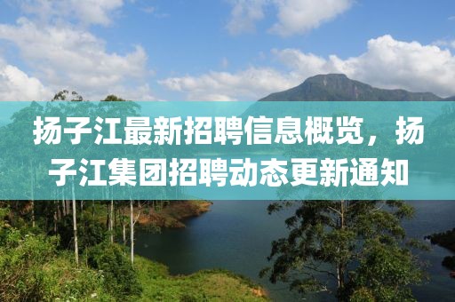 揚(yáng)子江最新招聘信息概覽，揚(yáng)子江集團(tuán)招聘動(dòng)態(tài)更新通知