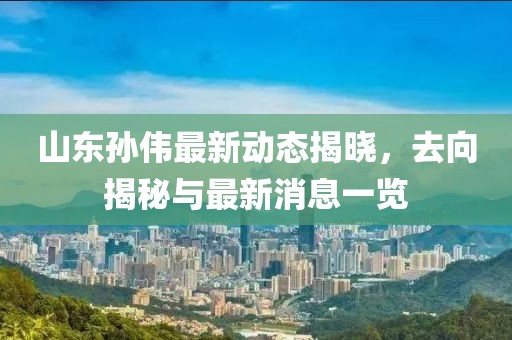 山東孫偉最新動態(tài)揭曉，去向揭秘與最新消息一覽
