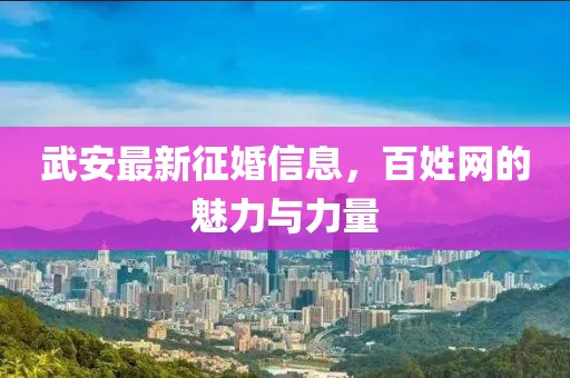 武安最新征婚信息，百姓網(wǎng)的魅力與力量