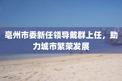 亳州市委新任領(lǐng)導(dǎo)戴群上任，助力城市繁榮發(fā)展